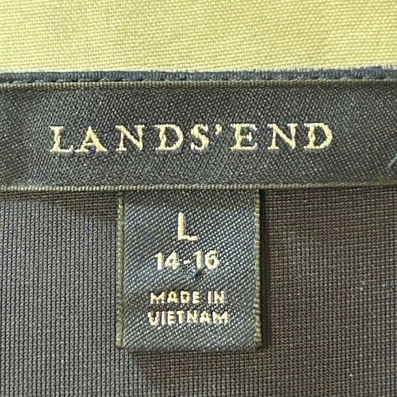 Lands End Velvet Dress Midnight Blue Elbow Sleeve Large - Picture 6 of 7